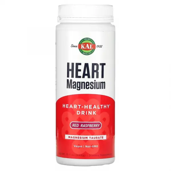 Напиток для здоровья сердца, красная малина, Heart Magnesium Heart-healthy Dink Red Raspberry, KAL, 445 г - Фото 1
