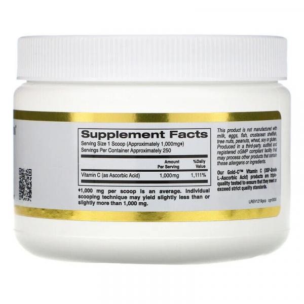 Вітамін C (порошок), Gold C, California Gold Nutrition, 250 г (8,81 унції) - Фото 2