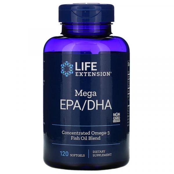 Риб'ячий жир, Mega EPA/DHA, Life Extension, 120 капсул - Фото 1