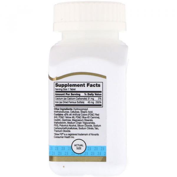  Железо медленного высвобождения, 21st Century, 60 таблеток  - Фото 2