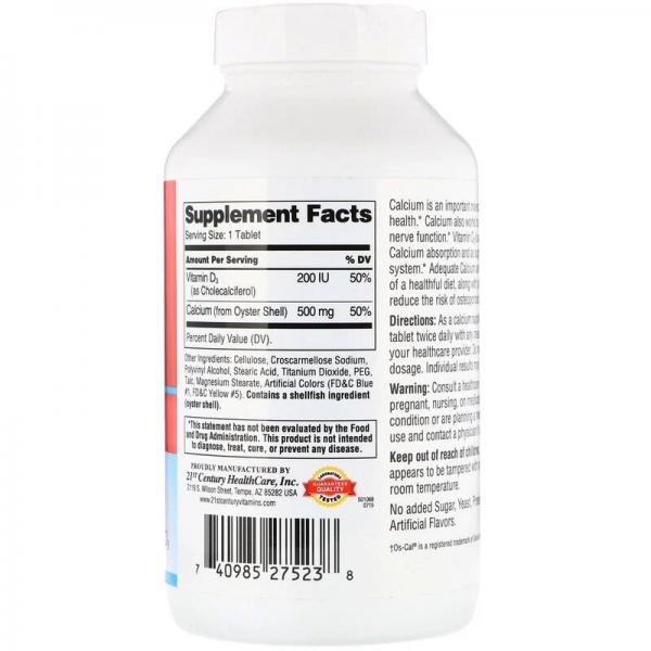 Кальцій 500+Д3, Calcium 500+D3, 21st Century, 400 таблеток - Фото 2