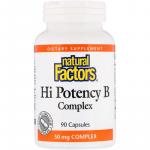 Комплекс вітамінів групи B, Hi Potency B Complex, Natural Factors, 90 капсул - Фото миниатюра 1