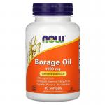 Масло огуречника, Borage Oil, Now Foods, 1000 мг, 60 мягких желатиновых капсул - Фото миниатюра 1