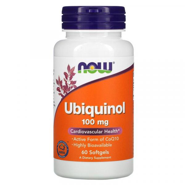 Убихинол, Ubiquinol, Now Foods, 100 мг, 60 мягких таблеток - Фото 1