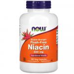 Ниацин, не вызывающий приливов, двойная сила, Niacin Flush Free Double Strength, Now Foods, 500 мг, 180 растительных капсул - Фото миниатюра 1
