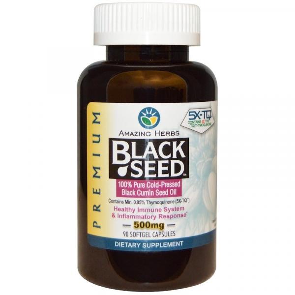Черный тмин, Black Seed, Amazing Herbs, 500 мг, 90 гелевых капсул - Фото 1