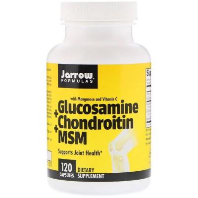 Глюкозамин Хондроитин и метилсульфонилметана, Glucosamine + Chondroitin + MSM, Jarrow Formulas, 120 капсул