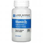 Витамин Д3, Vitamin D3, Lake Avenue Nutrition, 125 мкг (5000 МЕ), 360 гелевых капсул - Фото миниатюра 1