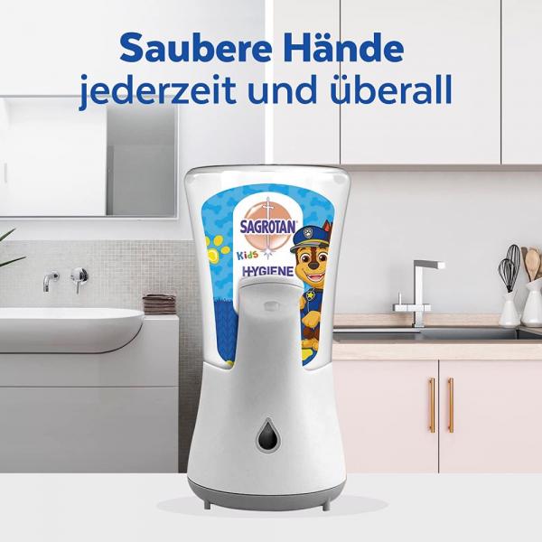 Жидкое мыло с автоматическим дозатором для детей, Automatic soap dispenser for children including refill Discovery power and sticker liquid hand soap, Sagrotan, 250 мл, в ассортименте Щенячий патруль - Фото 3