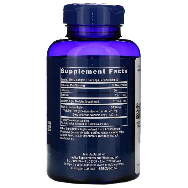 Риб'ячий жир, Mega EPA/DHA, Life Extension, 120 капсул - Фото 2