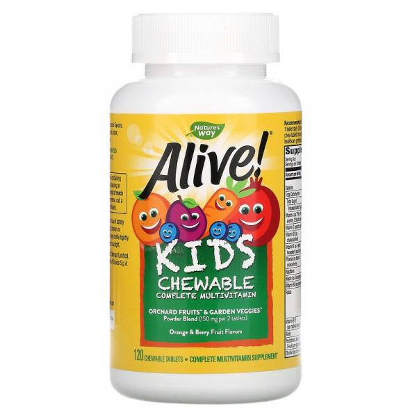 Жевательные детские мультивитамины, со вкусом апельсина и ягод, Nature's Way, Alive!. 120 жевательных таблеток  - Фото 3