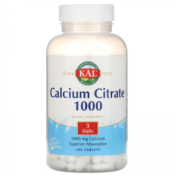 Цитрат кальция 1000, Calcium Citrate 1000, KAL, 1000 мг, 180 таблеток - Фото 1