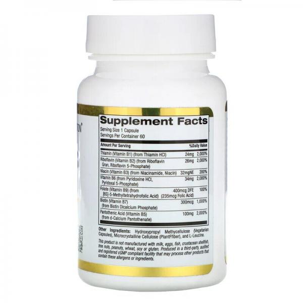 Комплекс витаминов B, B-Complex, California Gold Nutrition, 60 растительных капсул - Фото 2