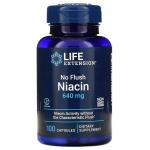 Ниацин, не вызывает приливов крови, Niacin no-flush, Life Extension, 640 мг, 100 капсул  - Фото миниатюра 1