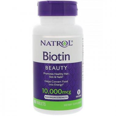 Биотин максимум, Biotin, Natrol, 10000 мкг, 100 таблеток Биотин максимум, Biotin, Natrol, 10000 мкг, 100 таблеток