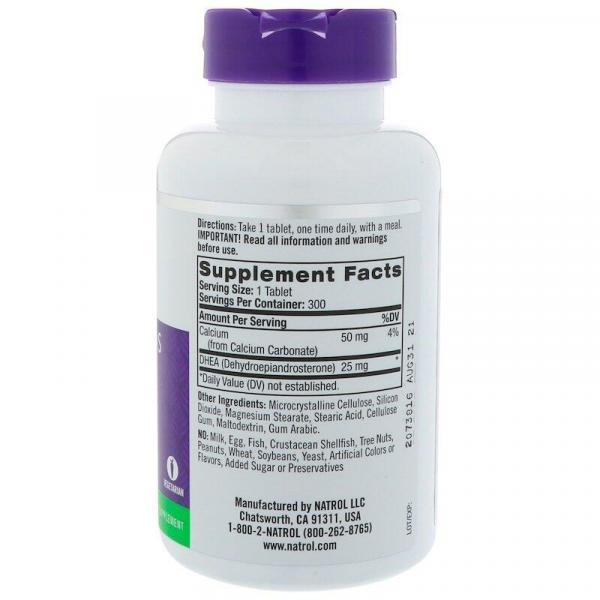Дегидроэпиандростерон, DHEA, Natrol, 25 мг, 300 таблеток - Фото 2