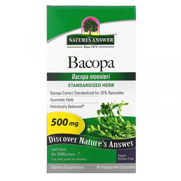 Бакопа, Bacopa, Nature's Answer, 500 мг, 90 вегетарианских капсул - Фото 2