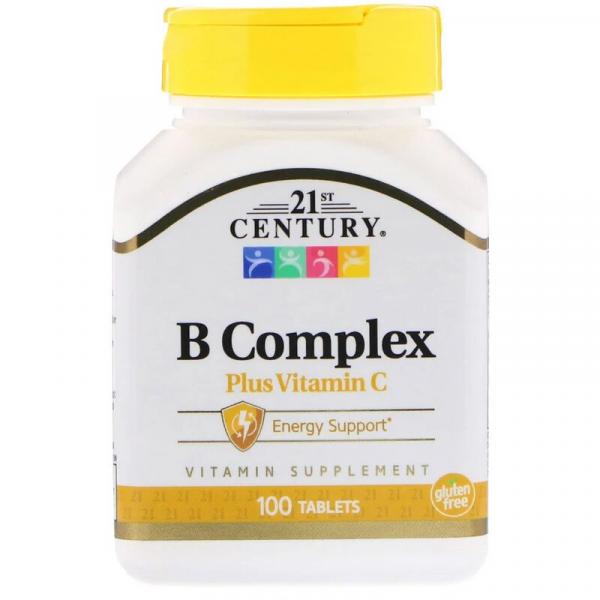 Комплекс витаминов В и С, B Complex plus Vitamin C, 21st Century, 100 таблеток - Фото 1