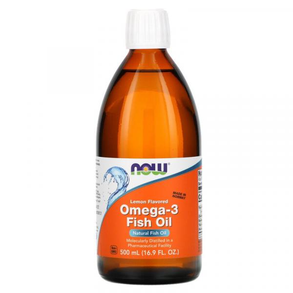 Омега-3 рыбий жир, со вкусом лимона, Omega-3 Fish Oil, Now Foods, 500 мл - Фото 1