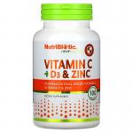 Витамин С + Д3, Immunity, Vitamin C + D3 & Zinc, NutriBiotic, 100 капсул - Фото миниатюра 1