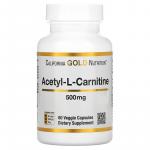 Ацетил-L-Карнитин, Acetyl-l-Carnitine, California Gold Nutrition, 500 мг, 60 растительных капсул - Фото миниатюра 1