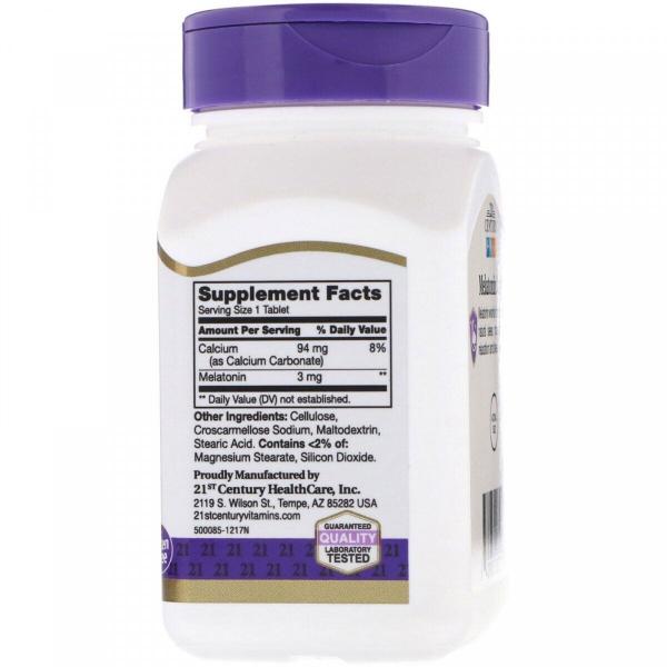 Мелатонин, 3 мг, 21st Century, 200 таблеток  - Фото 2