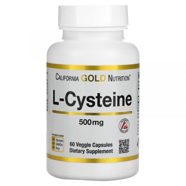 L-цистеин, L-Cysteine, California Gold Nutrition, 500 мг, 60 растительных капсул - Фото 1