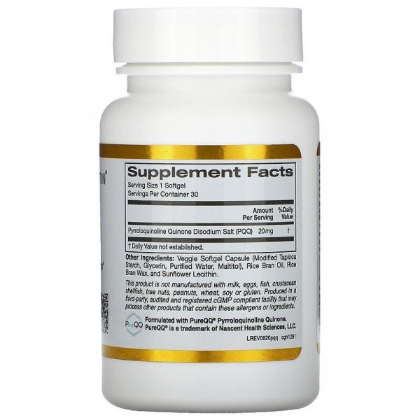 Пирролохинолинхинон, PQQ, California Gold Nutrition, 20 мг, 30 растительных капсул - Фото 2