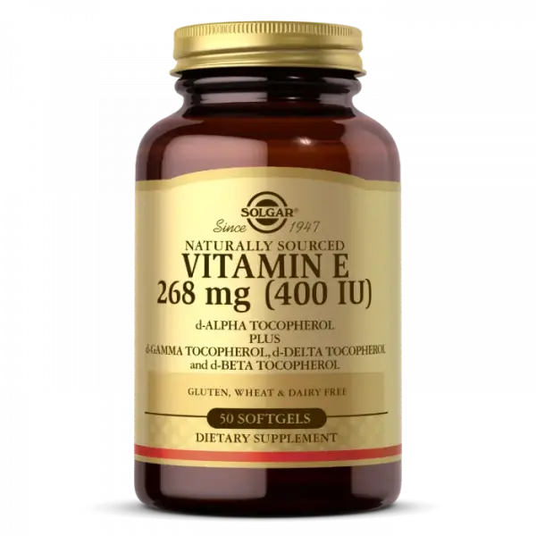 Натуральный витамин Е, Naturally Source Vitamin E, Solgar, 268 мг (400 МЕ), 50 капсул - Фото 1