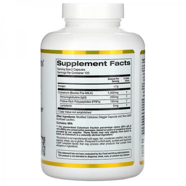 Молозиво концентроване, Colostrum Concentrated, California Gold Nutrition, 240 капсул - Фото 2
