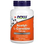 Ацетил-L-карнитин, Acetyl-L-Carnitine, Now Foods, 750 мг, 90 таблеток - Фото миниатюра 1