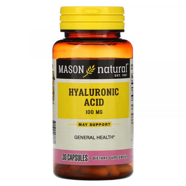 Гиалуроновая кислота, Hyaluronic Acid, Mason Natural, 100 мг, 30 капсул  - Фото 1