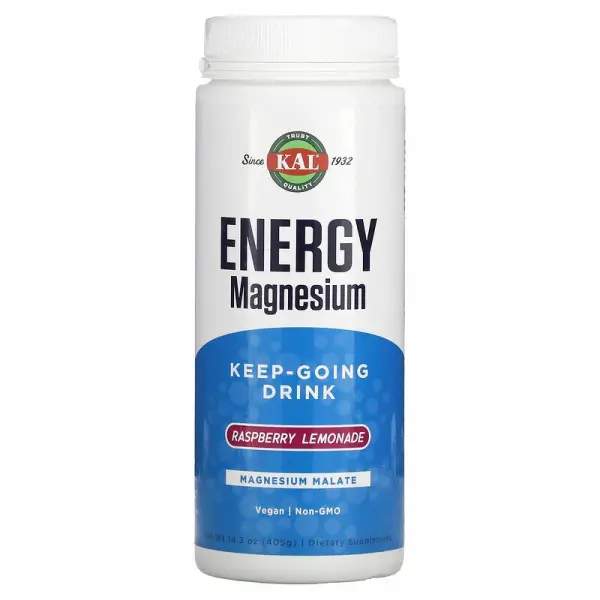 Энергетический магний, поддерживающий напиток, малиновый лимонад, Energy Magnesium, Keep-Going Drink, Raspberry Lemonade, KAL, 405г - Фото 1