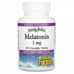 Мелатонин, Melatonin, Natural Factors, 1 мг, 90 жевательных таблеток - Фото миниатюра 1