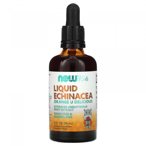 Жидкая эхинацея, апельсин, Liquid Echinacea, Now Foods, Kids, 59 мл (2 жидких унции) - Фото 1