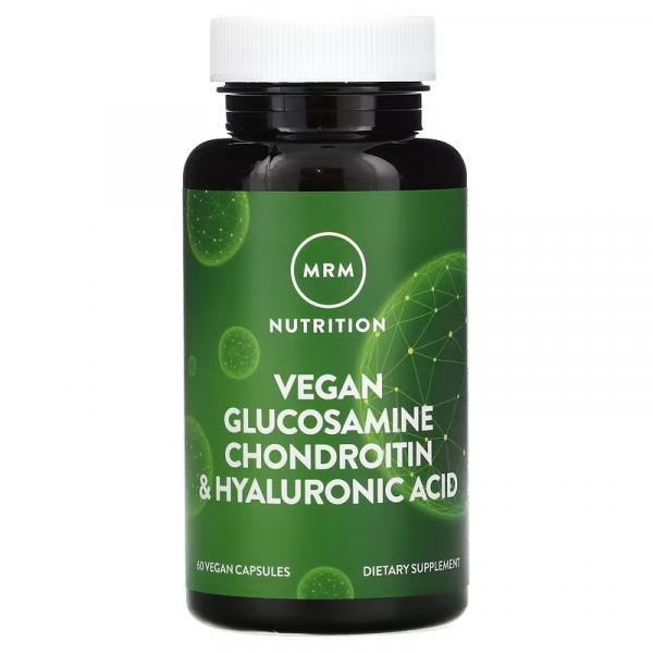 Веганские глюкозамин, хондроитин и гиалуроновая кислота, Vegan Glucosamine Chondroitin Hyaluronic Acid, MRM, 60 веганских капсул  - Фото 1