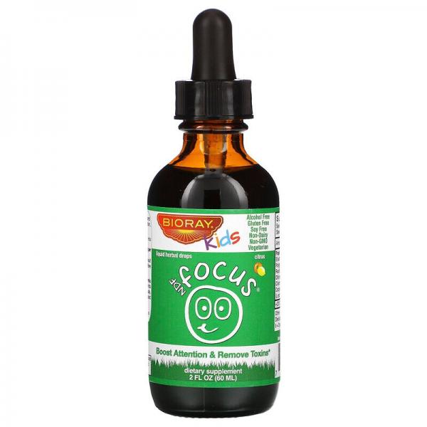 Для детей, повышение внимания и выведение токсинов, цитрусовый вкус, NDF Focus, Bioray, 60 мл (2 жидк. унции) - Фото 3