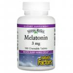 Расслабляющий стресс, мелатонин, Stress-Relax, Melatonin, Natural Factors, 3 мг, 180 жевательных таблеток - Фото миниатюра 1