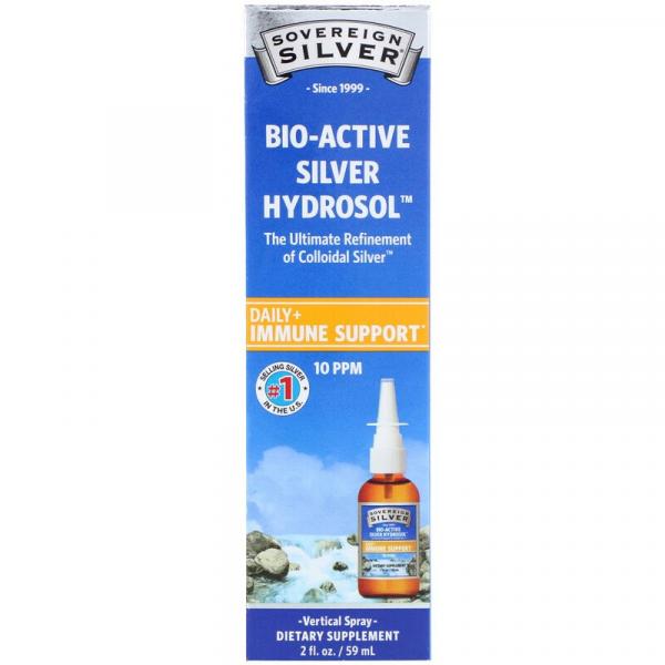 Серебро, Bio-Active Silver Hydrosol, поддержка иммунитета, вертикальный спрей, Sovereign Silver, 10 част./млн, 59 мл - Фото 1