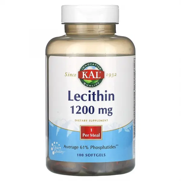 Лецитин, Lecithin, KAL, 1200 мг, 100 капсул - Фото 1