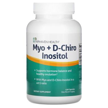 Міо-інозитол + D-хіро інозитол, Myo + D-Chiro Inositol, Fairhaven Health, 120 капсул
