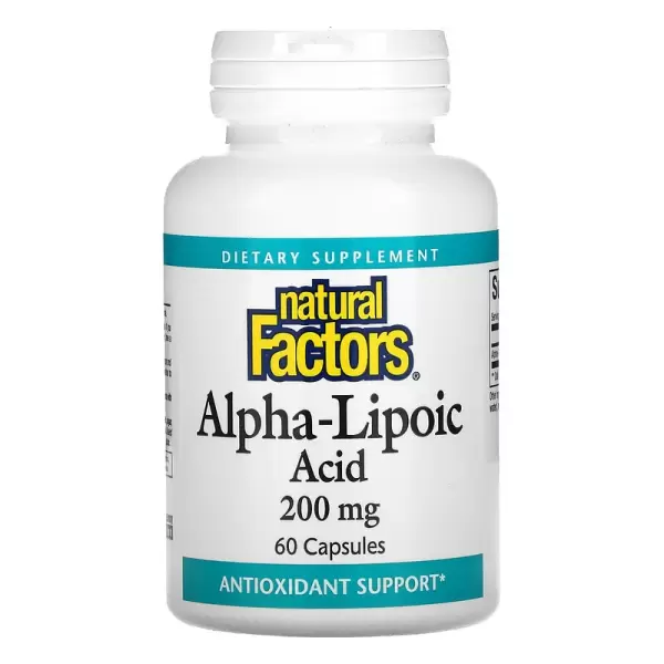 Альфа-липоевая кислота, Alpha Lipoic Acid, Natural Factors, 200 мг, 60 капсул - Фото 1