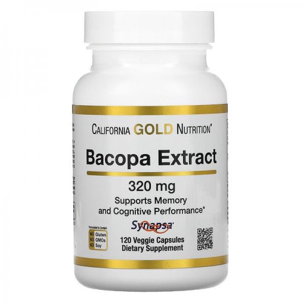 Экстракт бакопы, Bacopa Extract, California Gold Nutrition, 320 мг, 120 растительных капсул  - Фото 1