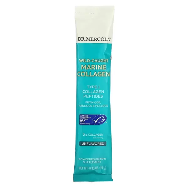 Морской коллаген из дикой рыбы, без добавок, Wild Caught Marine Collagen Unflavored, Dr. Mercola, 15 пакетиков - Фото 3