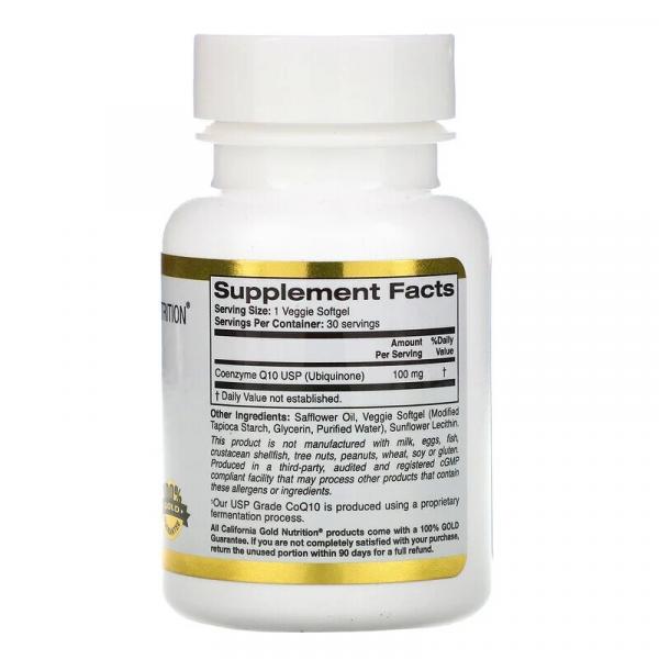 Коензим CoQ10, California Gold Nutrition, 100 мг, 30 капсул - Фото 2
