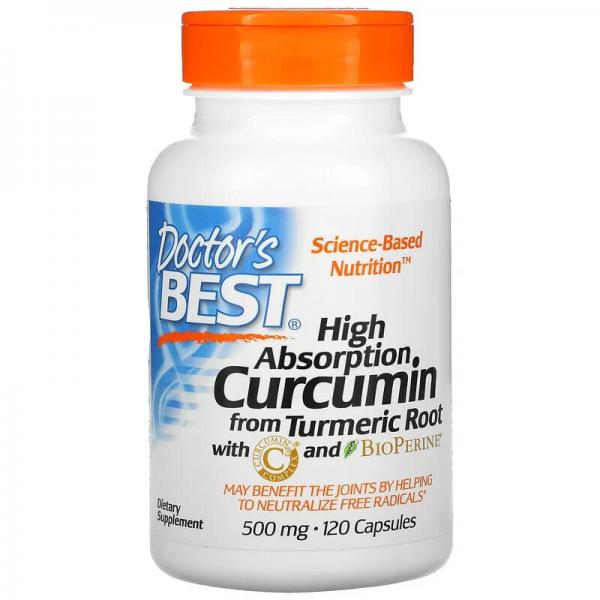 Легкоусвояемый куркумин, High Absorption Curcumin, Doctor's Best, 500 мг, 120 капсул - Фото 1