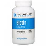 Біотин, Biotin, Lake Avenue Nutrition, 5000 мкг, 120 капсул - Фото миниатюра 1