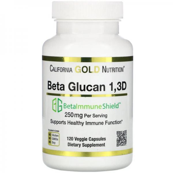 Бета Глюкан 1,3D, Beta Glucan 1,3D California Gold Nutrition, 125 мг, 120 растительных капсул - Фото 1