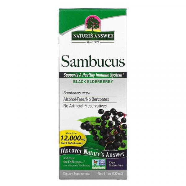 Черная бузина, Sambucus Black Elderberry, Nature's Answer, 12000 мг, 120 мл - Фото 1