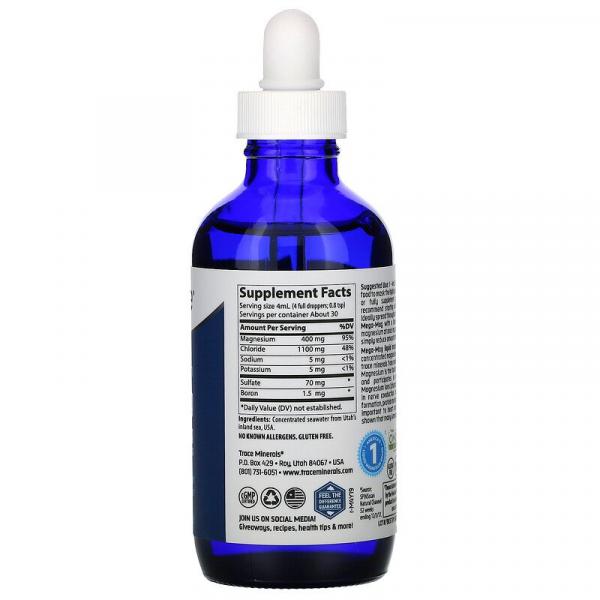Mega-Mag с низким содержанием натрия, Low Sodium Mega-Mag, Trace Minerals, 400 мг, 118 мл - Фото 2